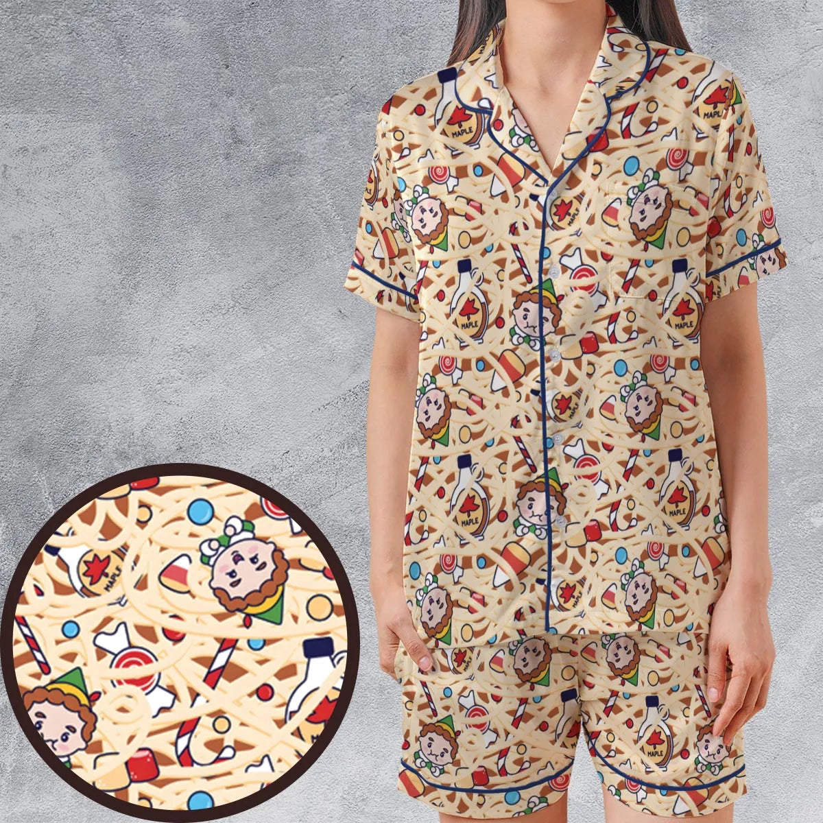 Satin Short-Sleeve Pajamas Set - D67VKYZG