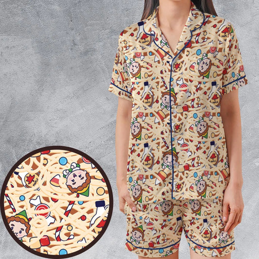 Satin Short-Sleeve Pajamas Set - D67VKYZG
