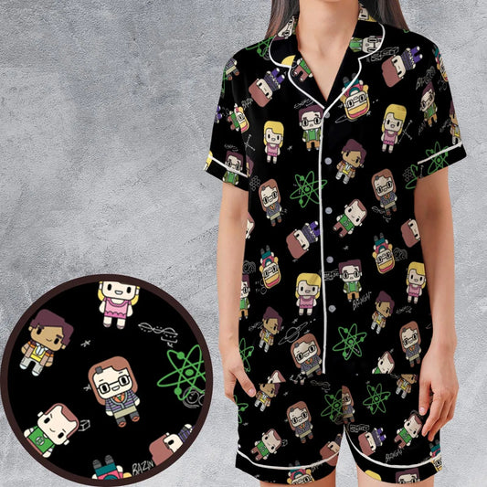 Satin Short-Sleeve Pajamas Set - UVXGL42Q