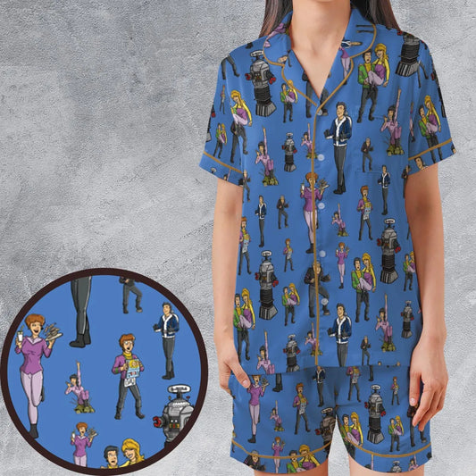Satin Short-Sleeve Pajamas Set - B5A5SMH8