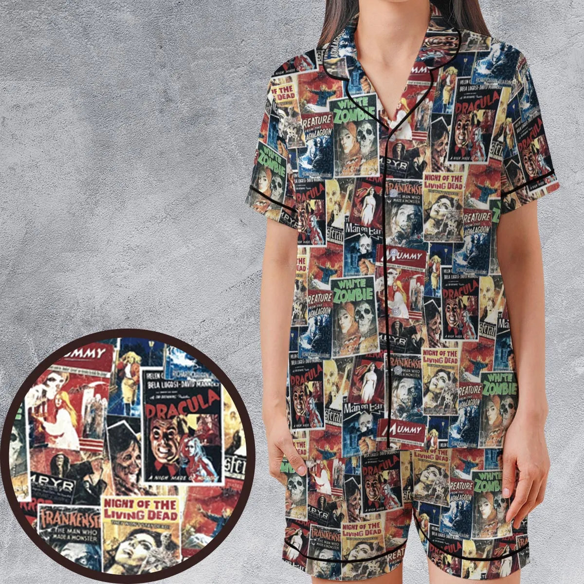 Satin Short-Sleeve Pajamas Set - 49GLNPCC