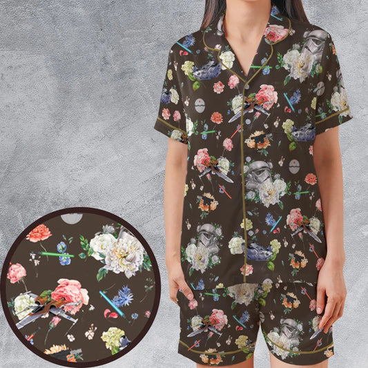 Satin Short-Sleeve Pajamas Set - 6JVYSZCL