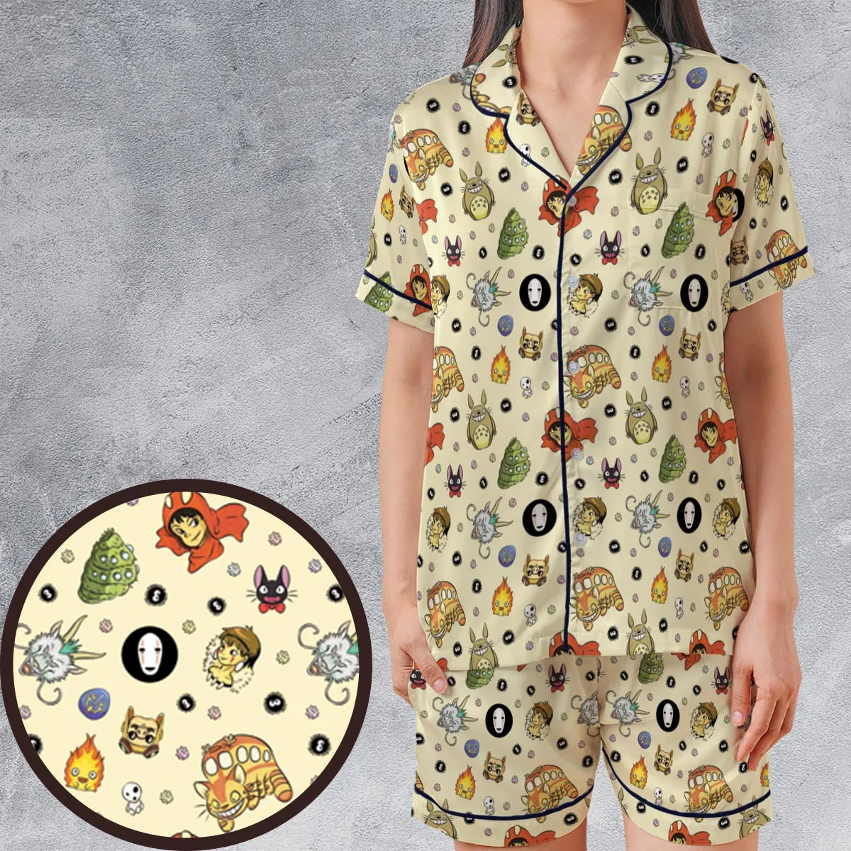 Satin Short-Sleeve Pajamas Set - FH4QH59X