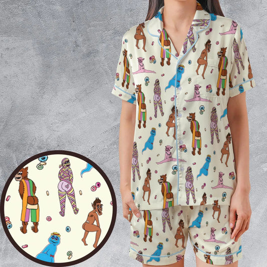 Satin Short-Sleeve Pajamas Set - 7AB89RQ1