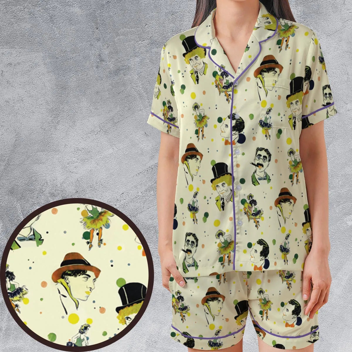 Satin Short-Sleeve Pajamas Set - VW3P67NE