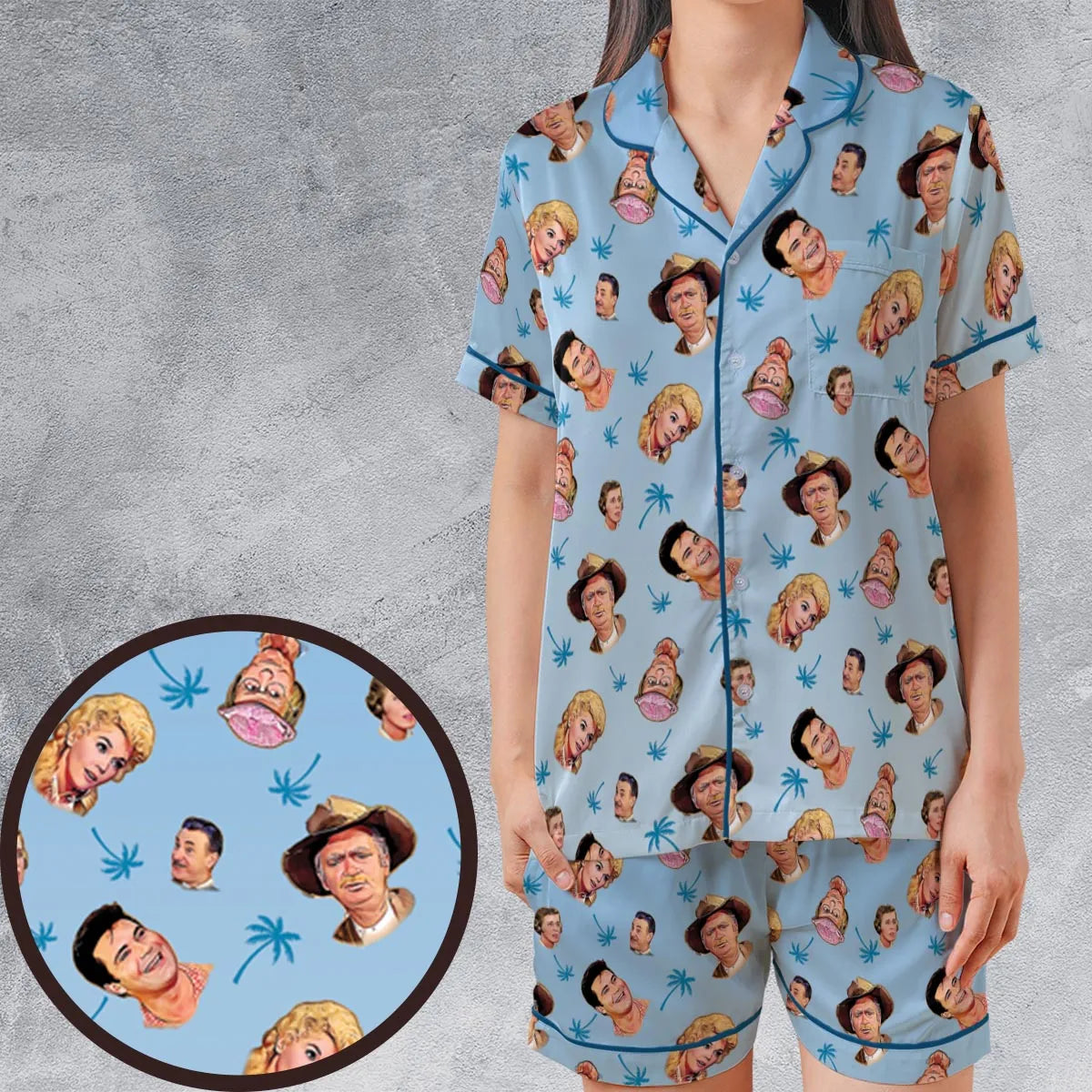 Satin Short-Sleeve Pajamas Set - EFFDY54R