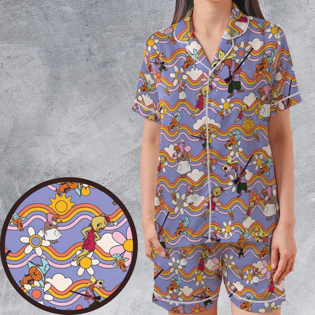 Satin Short-Sleeve Pajamas Set - AKARX9KG