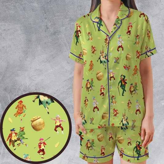 Satin Short-Sleeve Pajamas Set - LVTAZUZR