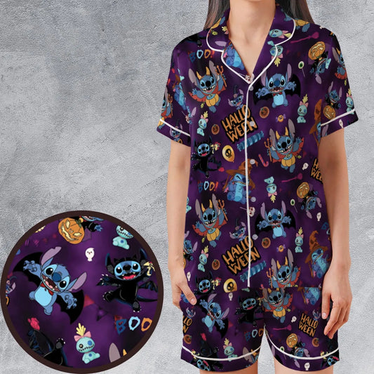 Satin Short-Sleeve Pajamas Set - BXLPUN2T