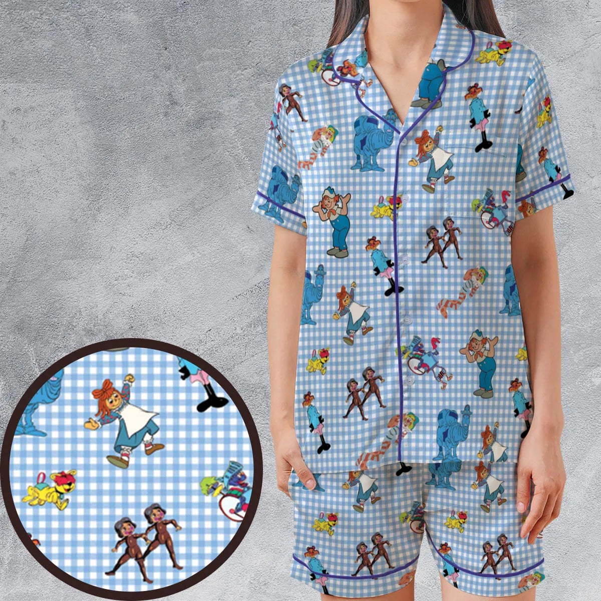 Satin Short-Sleeve Pajamas Set - 4342QWYK