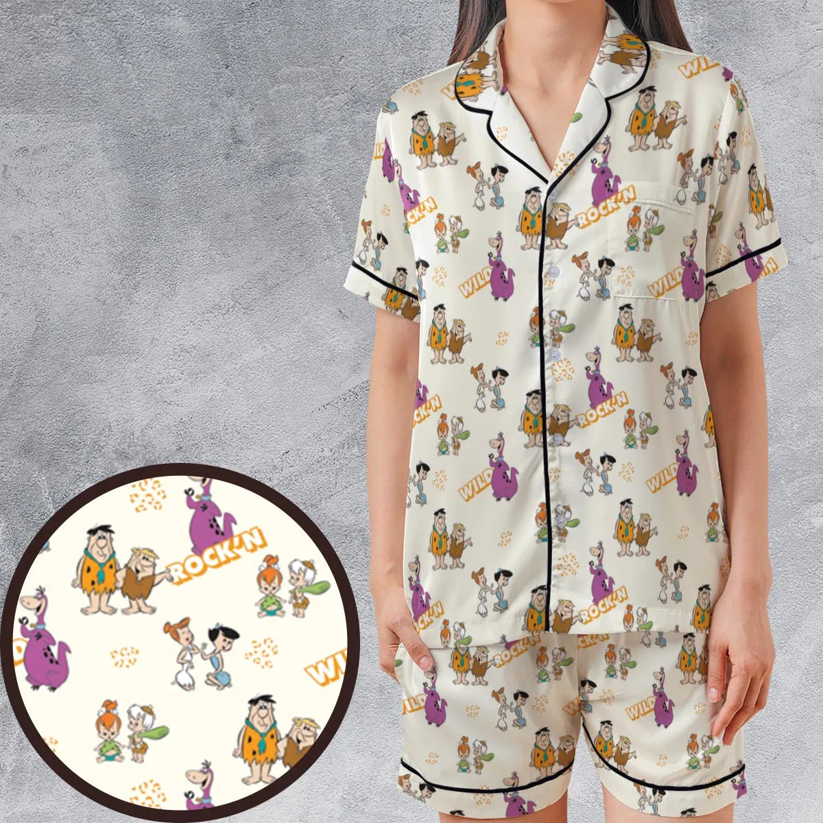 Satin Short-Sleeve Pajamas Set - DM294H6Y