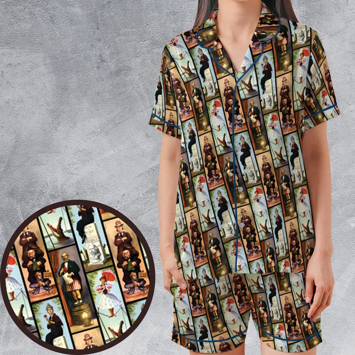Satin Short-Sleeve Pajamas Set - 87ECKPS2