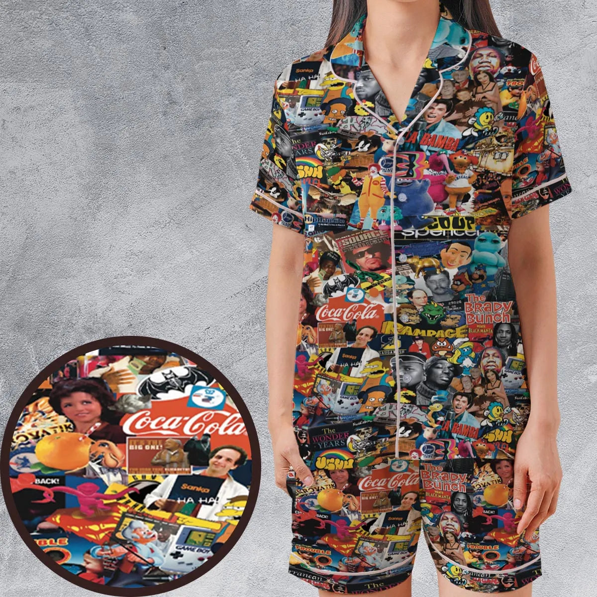 Satin Short-Sleeve Pajamas Set - P6WVM55K