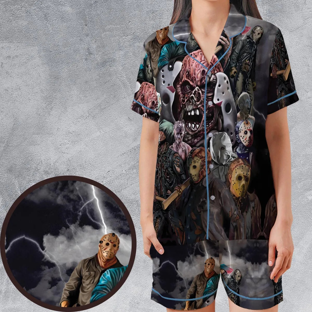 Satin Short-Sleeve Pajamas Set - ARARNJ64