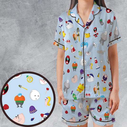 Satin Short-Sleeve Pajamas Set - 78SMAZ16