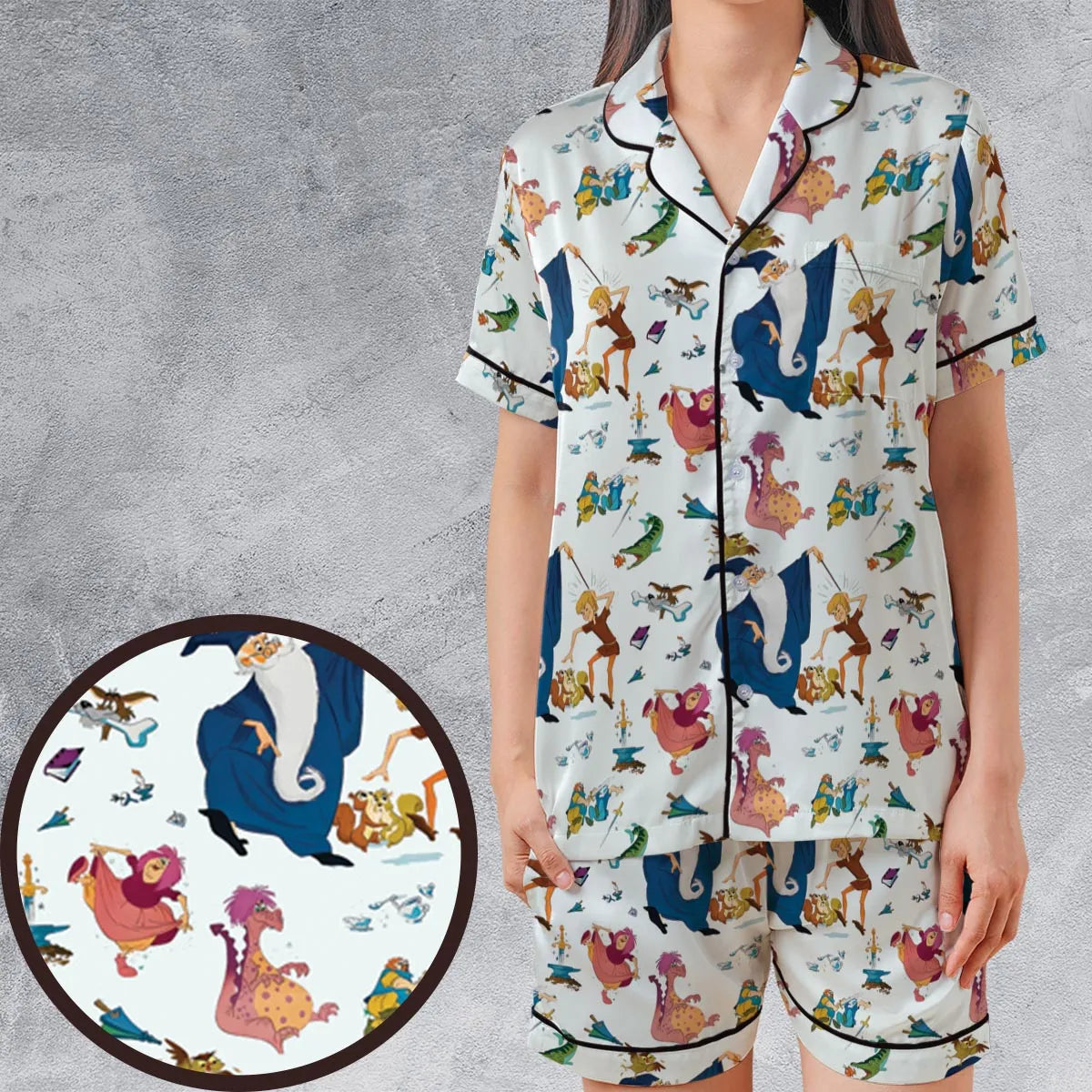 Satin Short-Sleeve Pajamas Set - RG8UBTUF