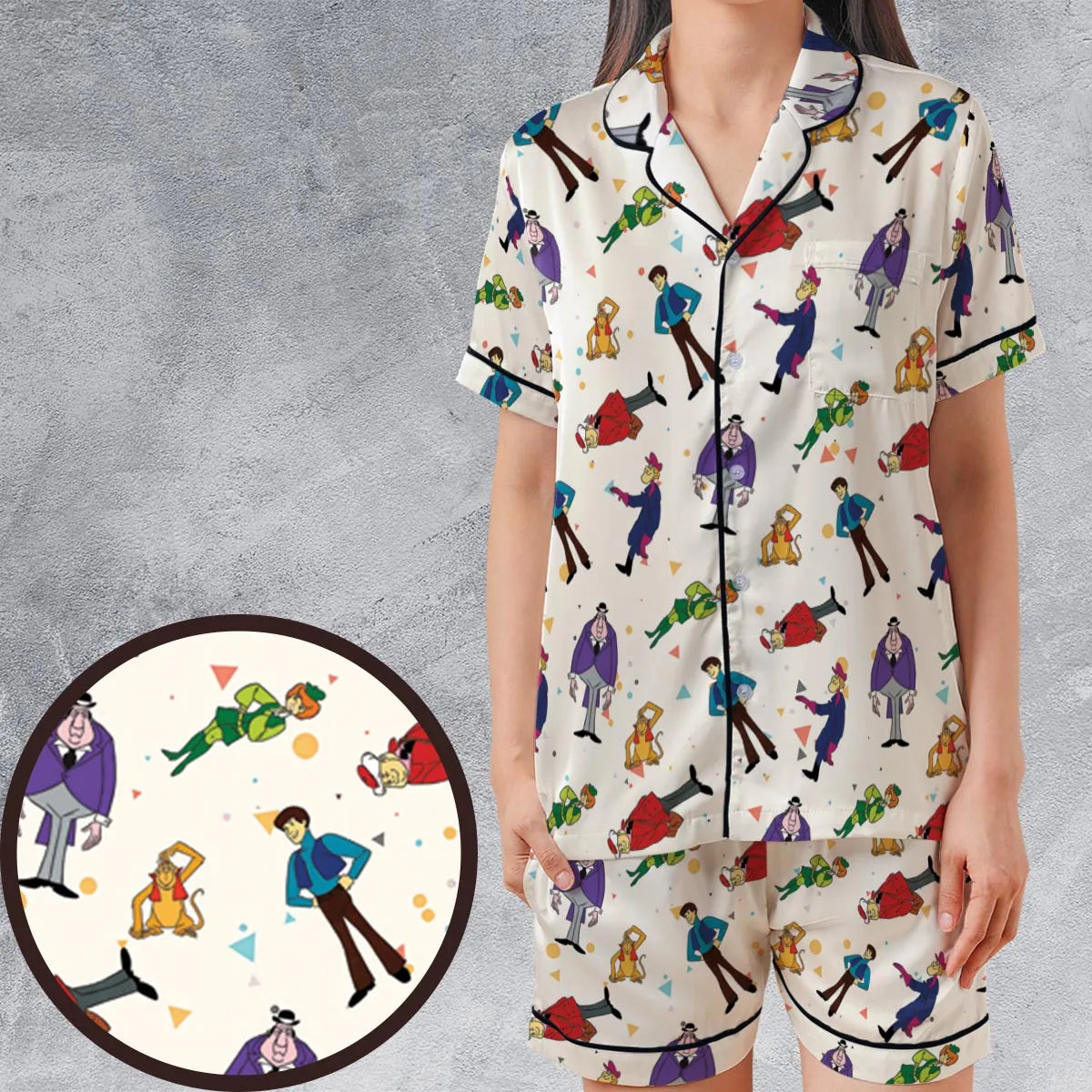 Satin Short-Sleeve Pajamas Set - HDDW332Q