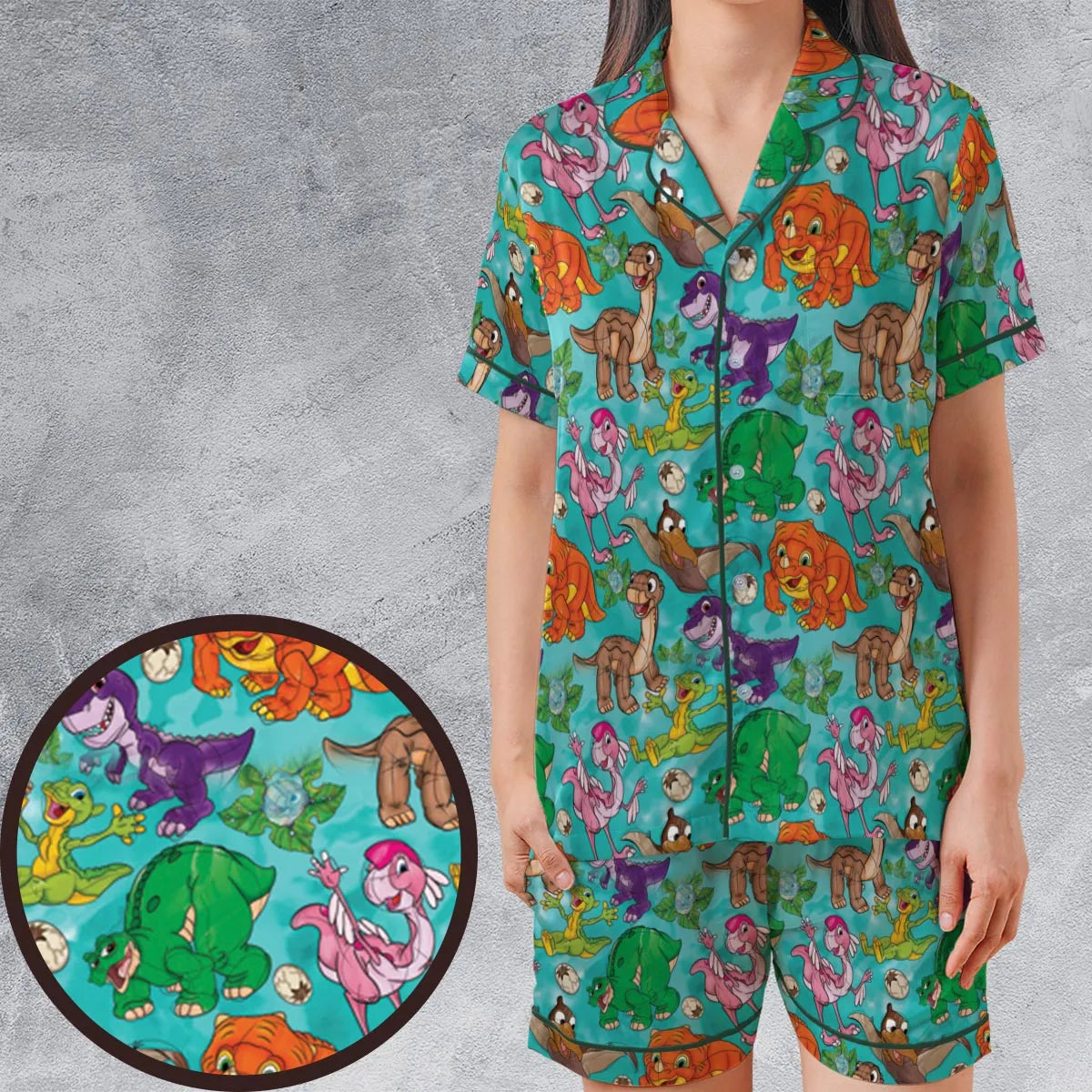 Satin Short-Sleeve Pajamas Set - L2Z3EKB8