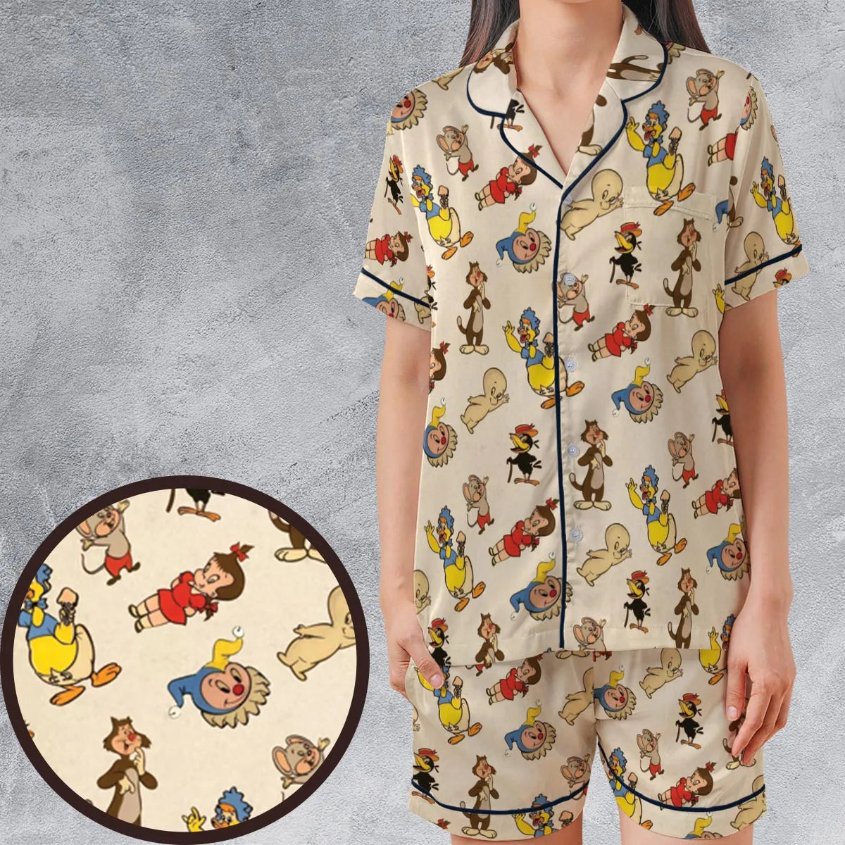 Satin Short-Sleeve Pajamas Set - PJCTQBTX