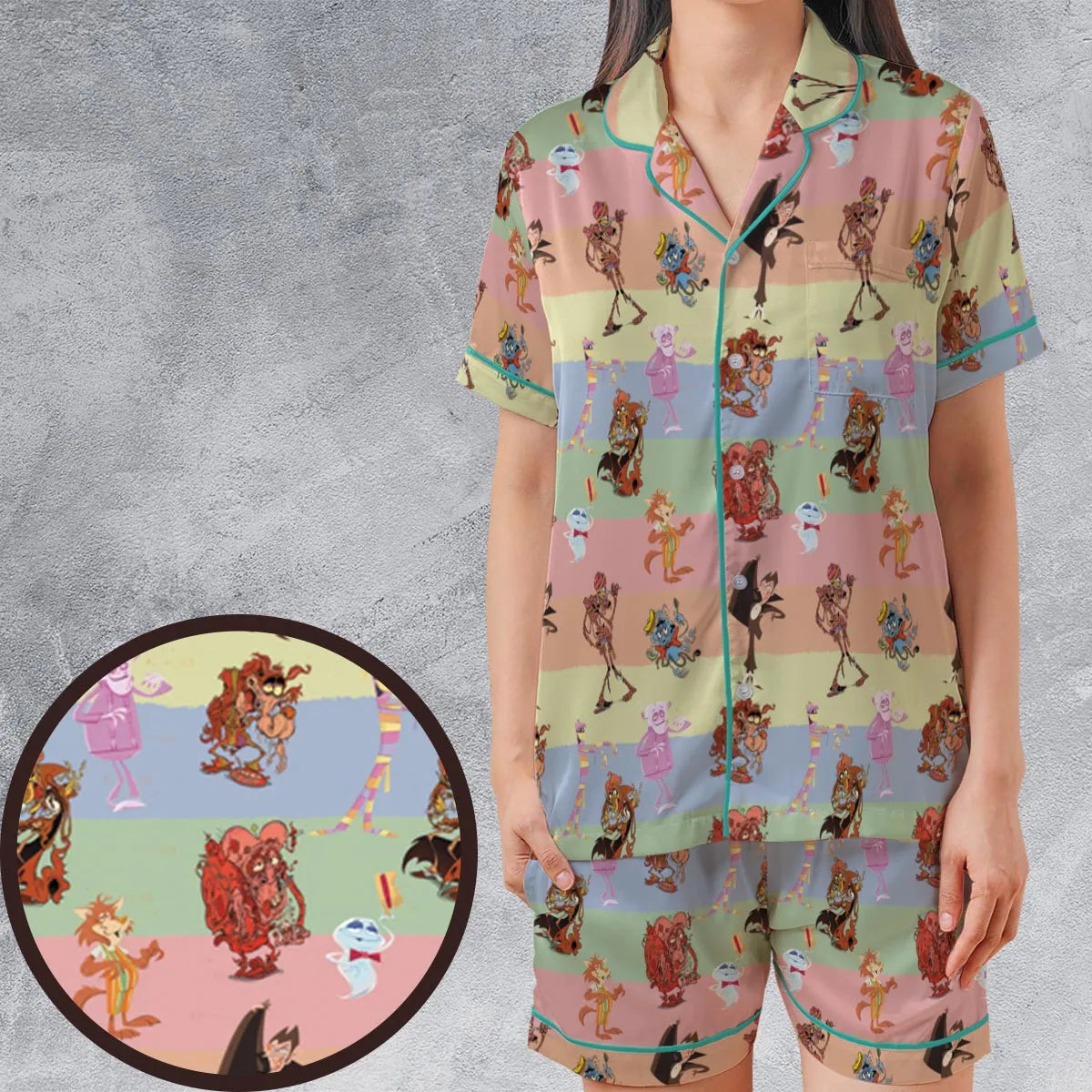 Satin Short-Sleeve Pajamas Set - MFGUBP2M