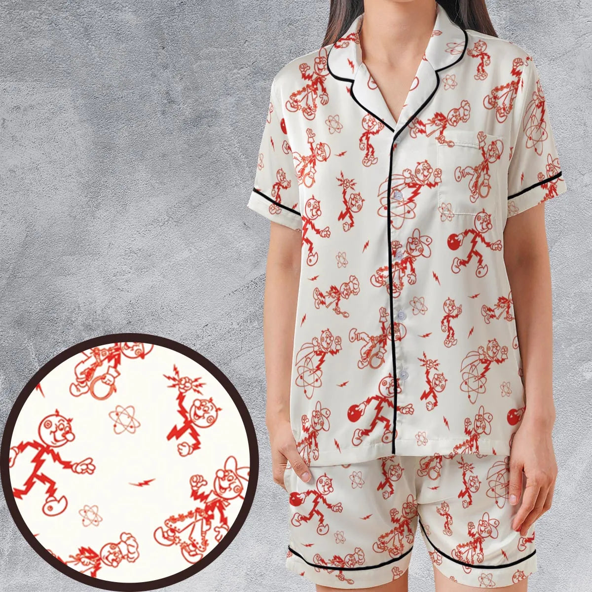 Satin Short-Sleeve Pajamas Set - C5TXXFZ3