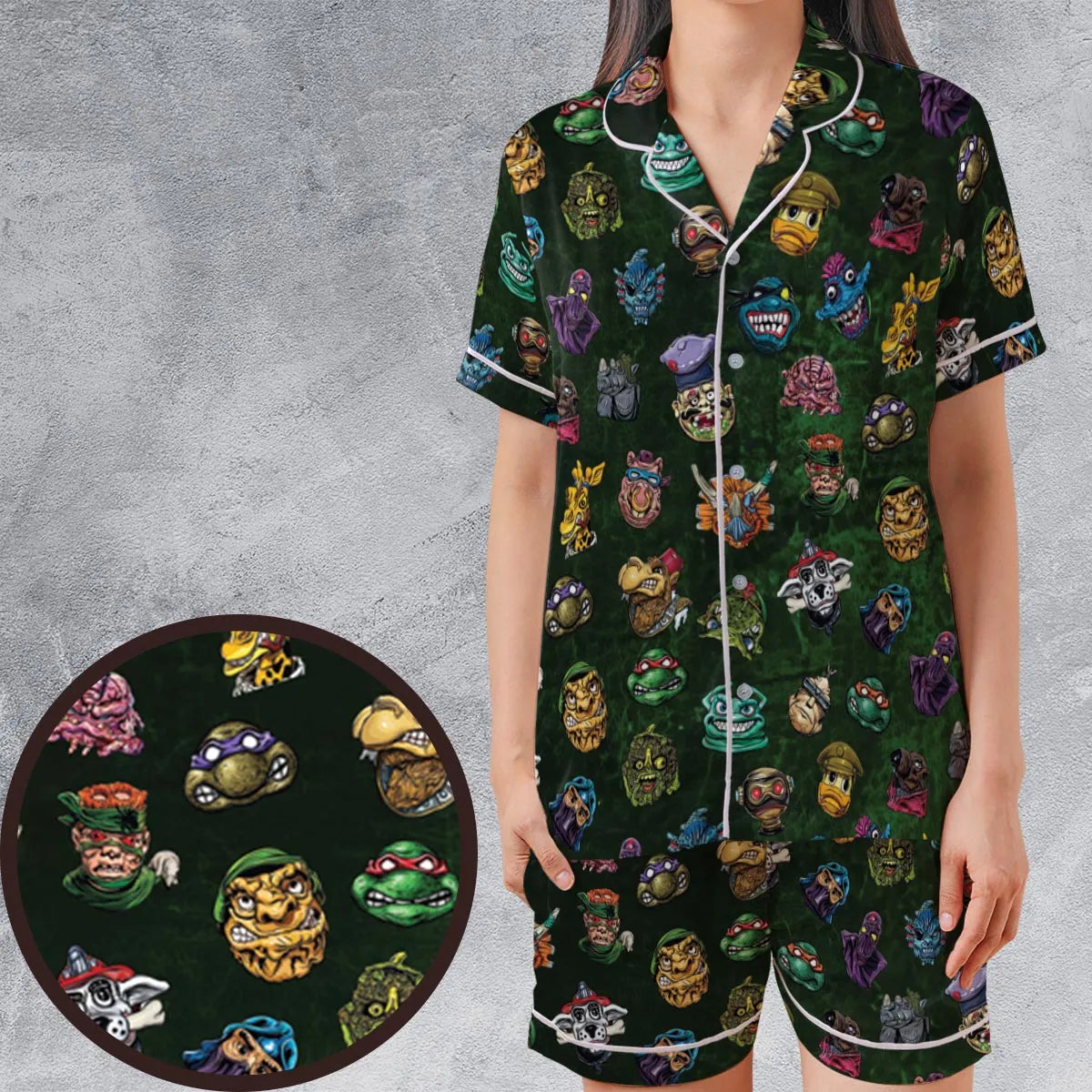 Satin Short-Sleeve Pajamas Set - 4QEQUK4L