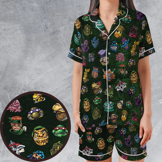 Satin Short-Sleeve Pajamas Set - 4QEQUK4L