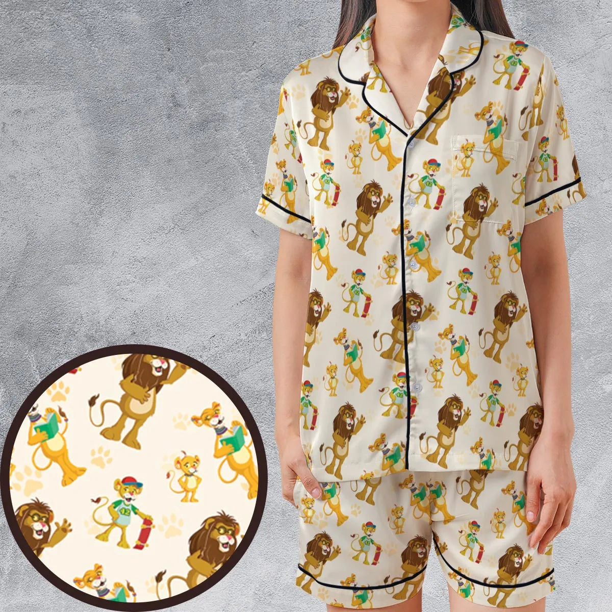 Satin Short-Sleeve Pajamas Set - 2N5VB1Y2