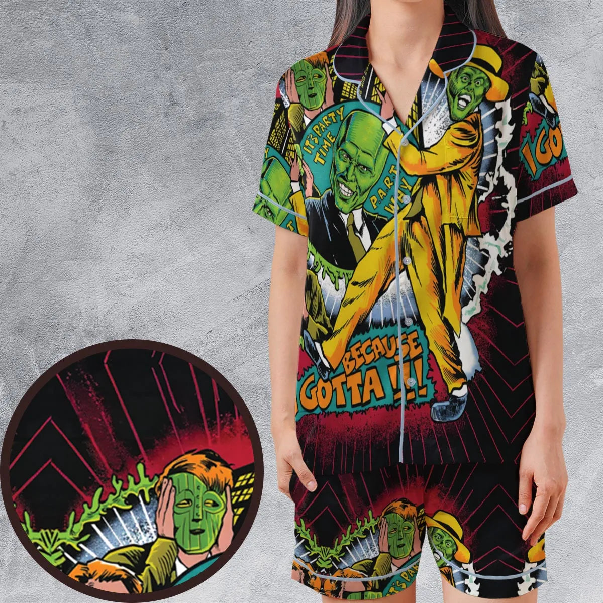 Satin Short-Sleeve Pajamas Set - XQH8MJJC