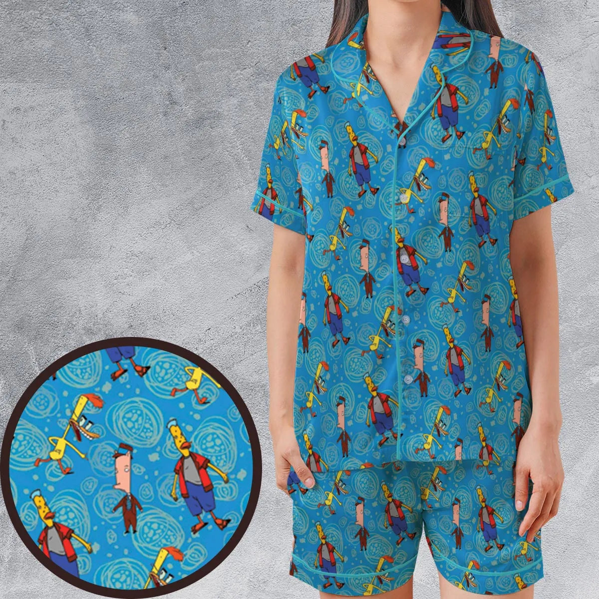 Satin Short-Sleeve Pajamas Set - SMLTWA7Z