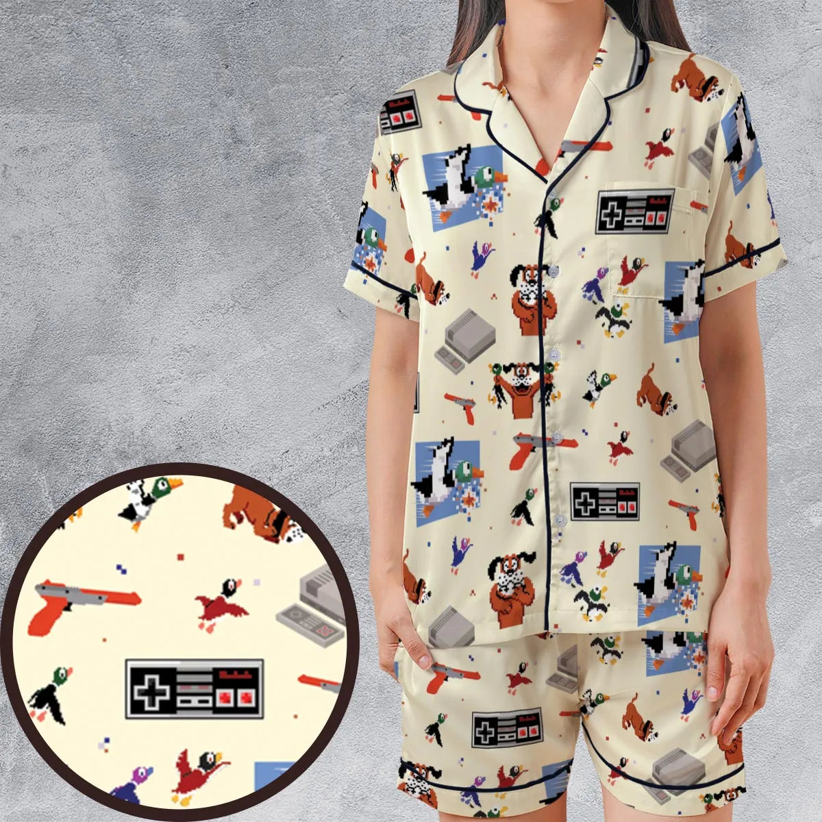 Satin Short-Sleeve Pajamas Set - S5PWHYB9