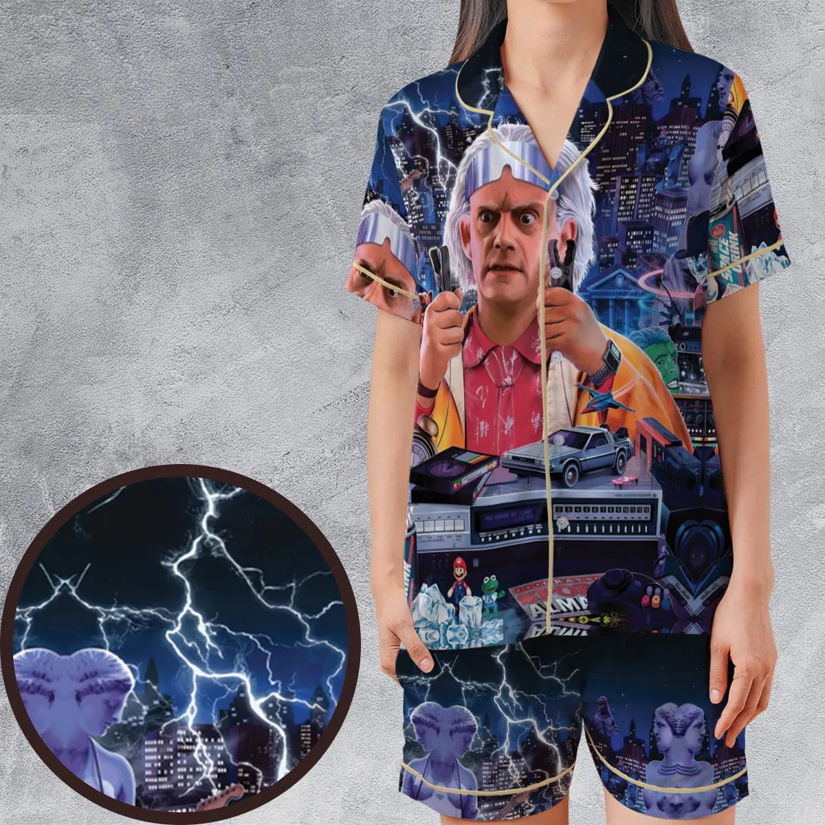 Satin Short-Sleeve Pajamas Set - FUS93U1E