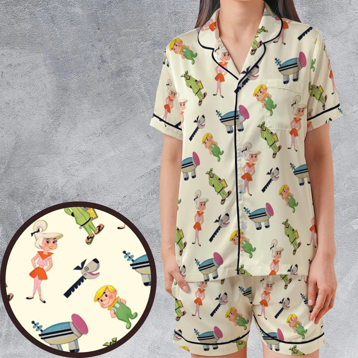 Satin Short-Sleeve Pajamas Set - 99GS7DRN
