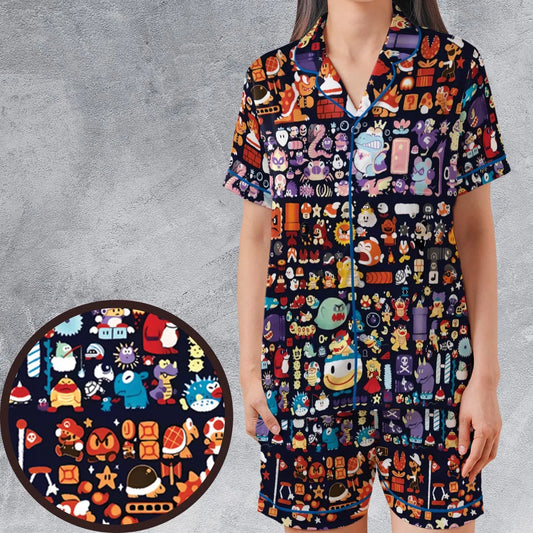 Satin Short-Sleeve Pajamas Set - FMH7YCVU