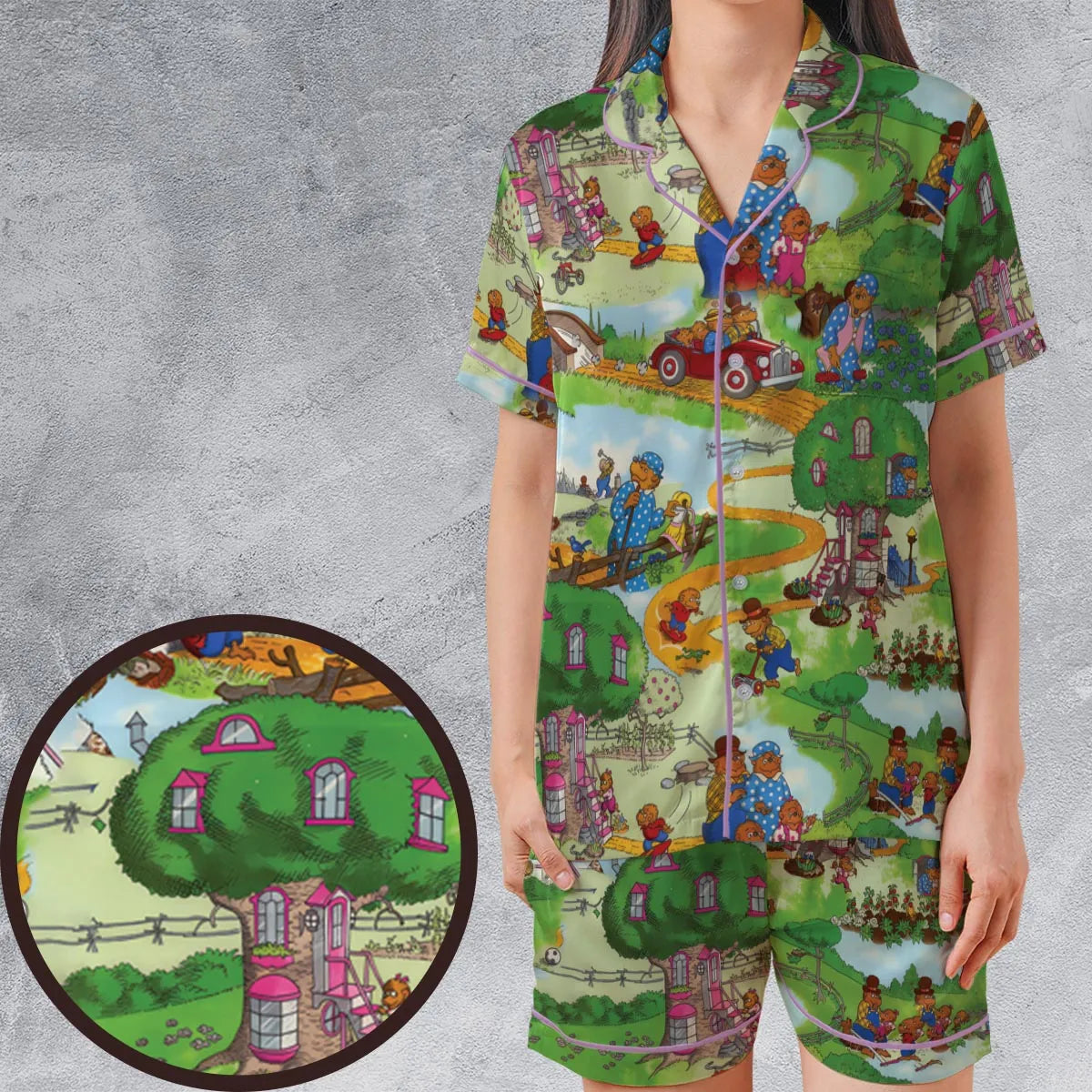 Satin Short-Sleeve Pajamas Set - KM7PU7JC