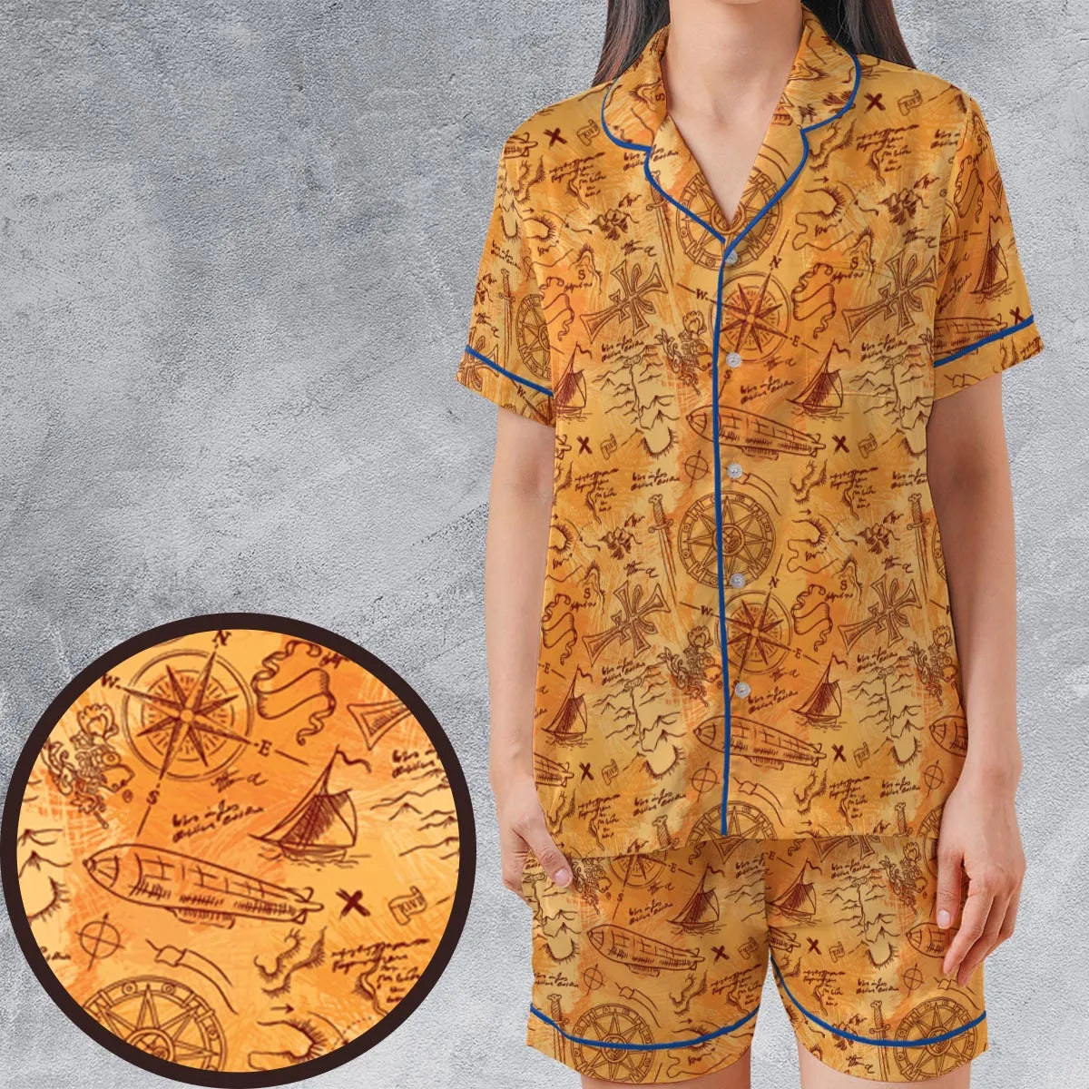 Satin Short-Sleeve Pajamas Set - L2H3XMYJ