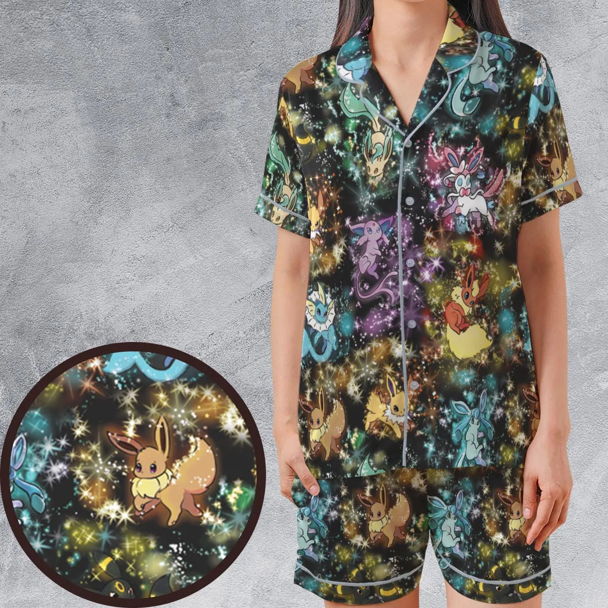 Satin Short-Sleeve Pajamas Set - MR5TSPJD