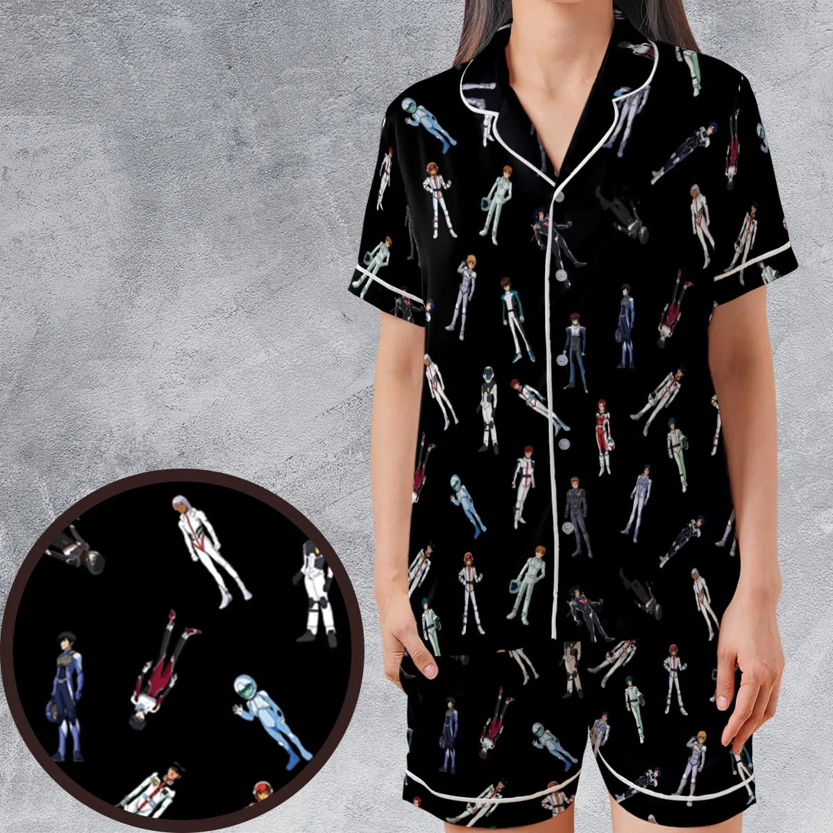 Satin Short-Sleeve Pajamas Set - VDQ8KWQH