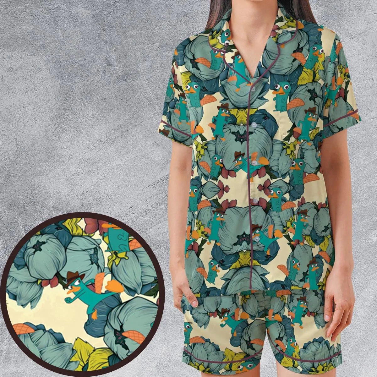 Satin Short-Sleeve Pajamas Set - EZTMKQ13
