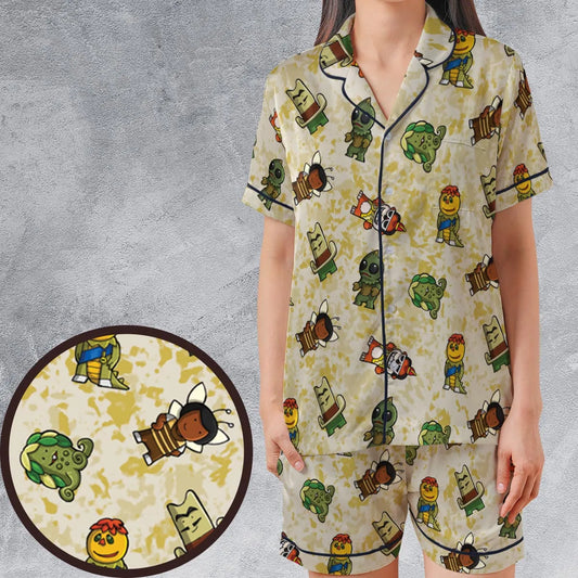 Satin Short-Sleeve Pajamas Set - ZV3MG6Q6