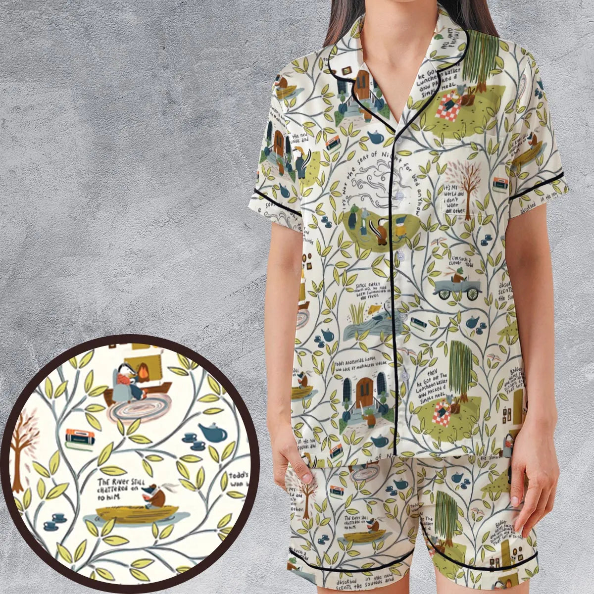 Satin Short-Sleeve Pajamas Set - PTQ97U3V