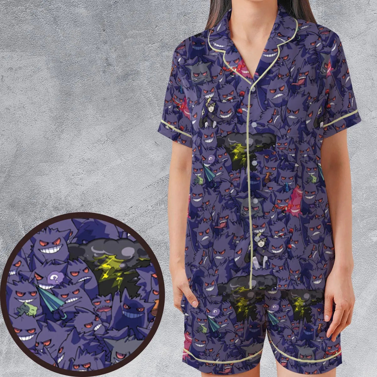 Satin Short-Sleeve Pajamas Set - S1NBKU8J