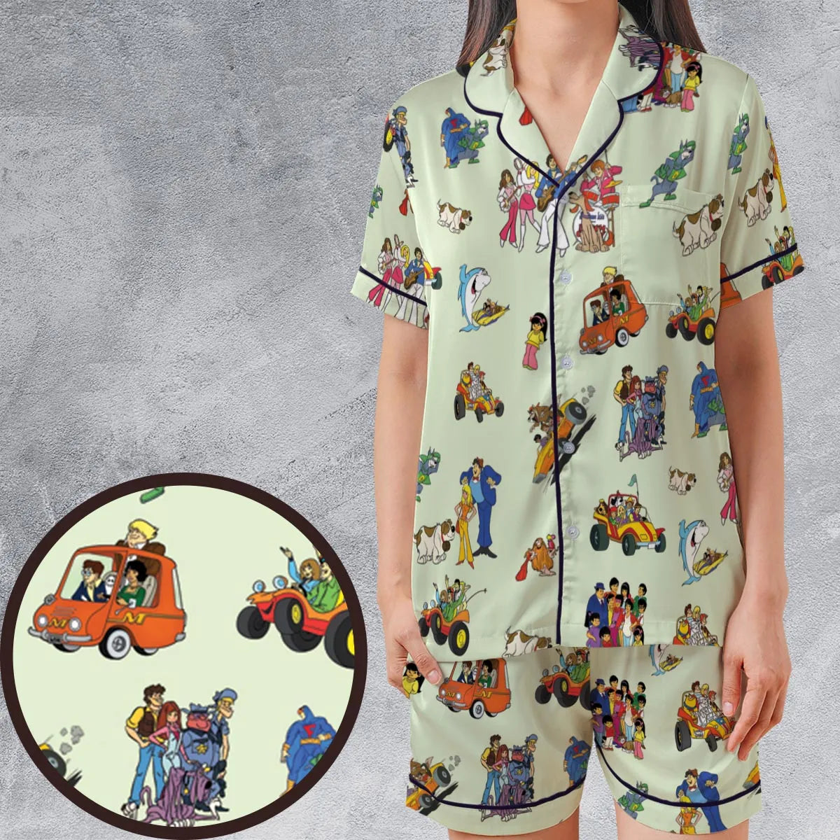 Satin Short-Sleeve Pajamas Set - 7K1HM6SP