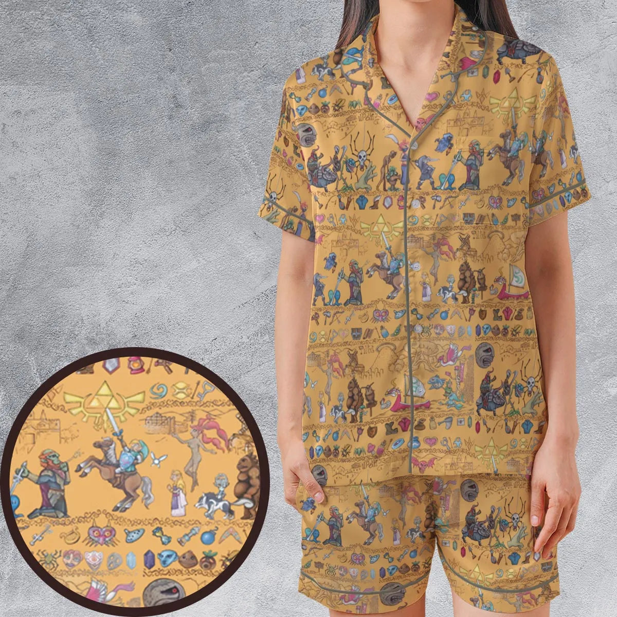 Satin Short-Sleeve Pajamas Set - S7FHQF9W