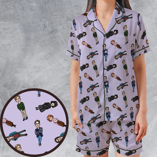 Satin Short-Sleeve Pajamas Set - DS8PZRYV