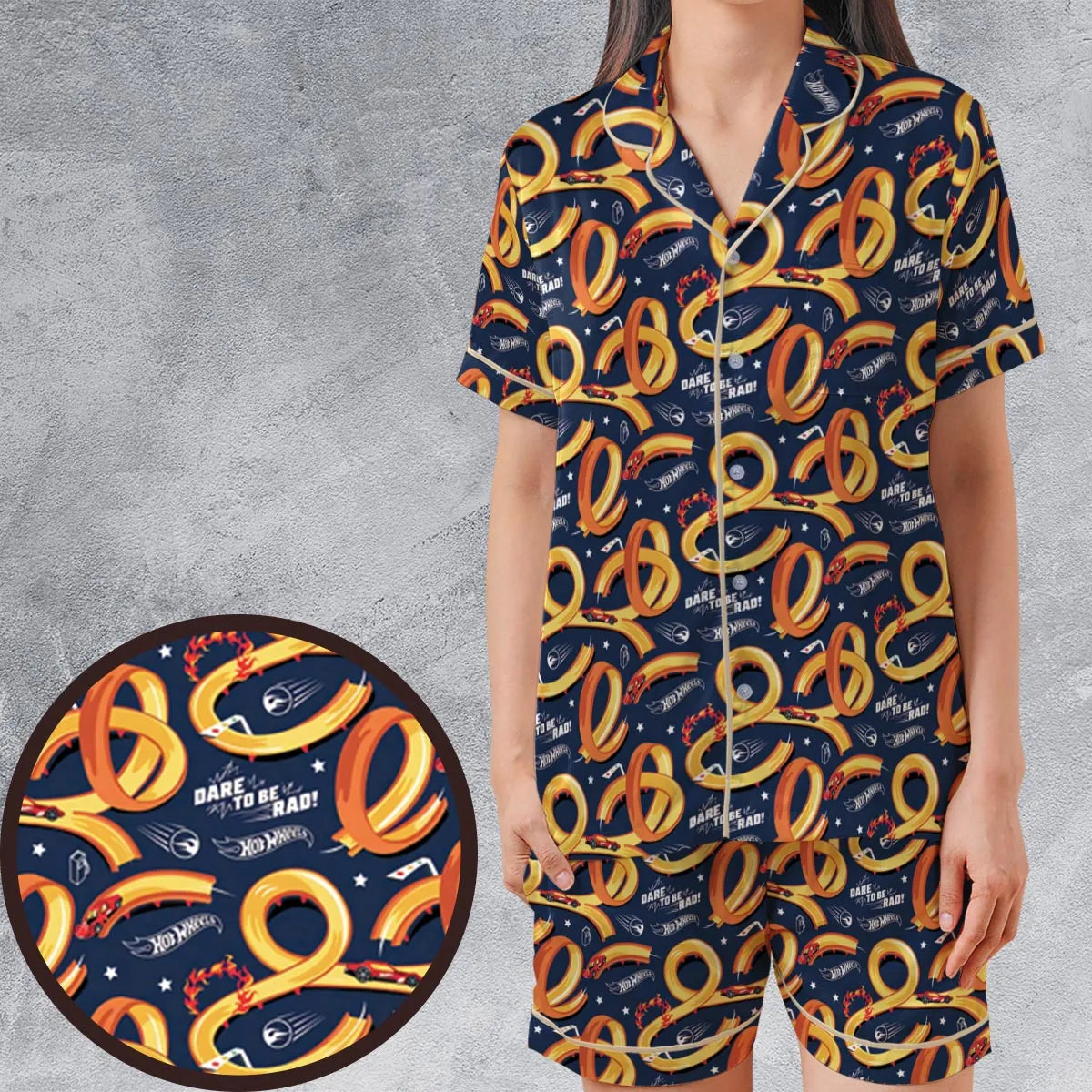 Satin Short-Sleeve Pajamas Set - BP4HYFAS