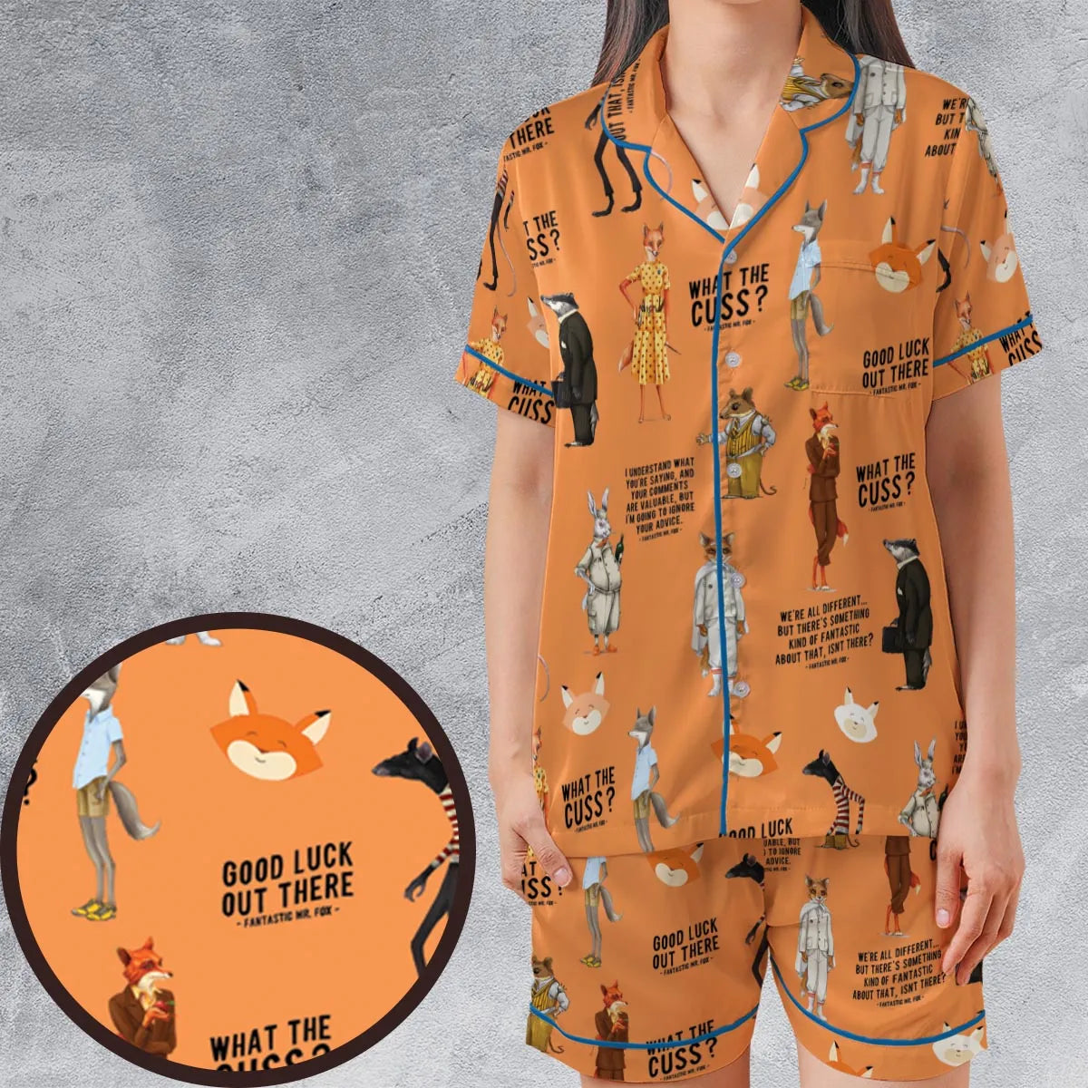 Satin Short-Sleeve Pajamas Set - P391A9ZG
