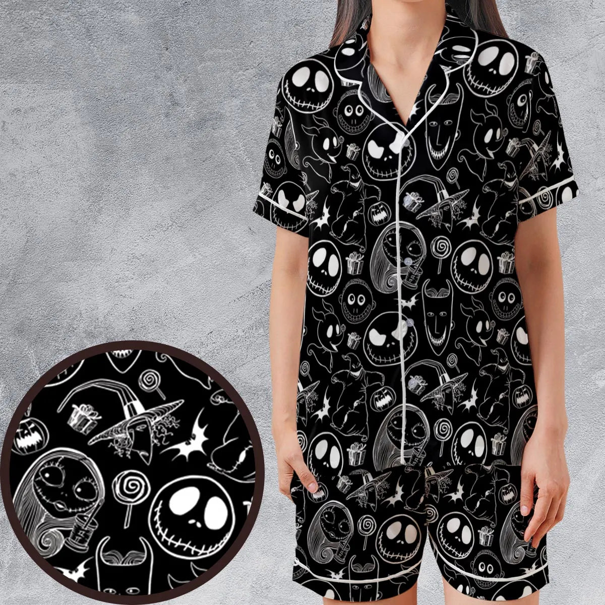 Satin Short-Sleeve Pajamas Set - J9WVPAHC