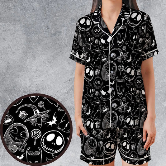 Satin Short-Sleeve Pajamas Set - J9WVPAHC