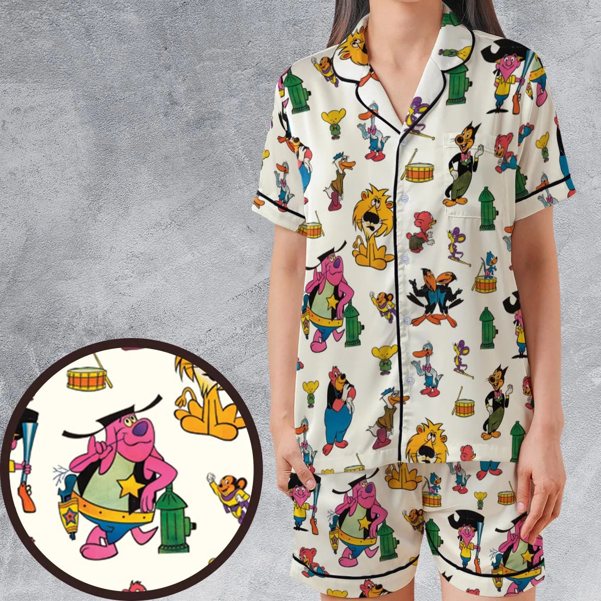 Satin Short-Sleeve Pajamas Set - 3K4WRM1S